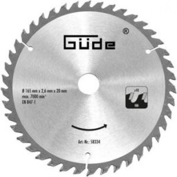 GÜDE Lame de scie carbure - 165 x 20 mm - 48 dents pour scie G58232 58334