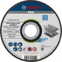 Bosch Disque a tronçonner aggloméré PRO Stainless Steel and Metal, 115 mm 2608603170