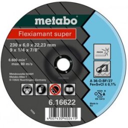 Metabo Flexiamant super 150 x 6,0 x 22,23 inox, meule d'ébarbage, modele coudé 616604000