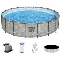 BESTWAY Steel Pro Max Piscine hors sol ronde effet pierre, 549 x 122 cm 5618Y