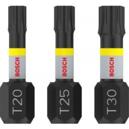 Bosch Embouts PRO T Impact, T20 x 25, T25 x 25, T30 x 25 mm, 3 pieces 2608522479