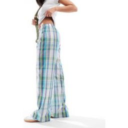 Cotton:on Cotton On - Pantalon boyfriend style caleÃ§on Ã carreaux - Bleu/vert Vert 42 female