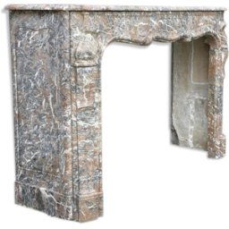Cheminée de style Louis XV en marbre gris ses Ardennes rouge 188x55x118