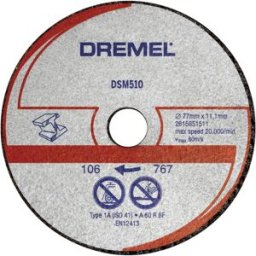 Dremel DSM510 2615S510JB Disque à tronçonner 77 mm 3 pc(s) aluminium, cuivre, Fonte, Plexiglas, Vinyle, plastique, Fibre