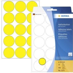 Herma 2271 Pastilles Ø 32 mm jaune 480 pc(s) fixation permanente papier