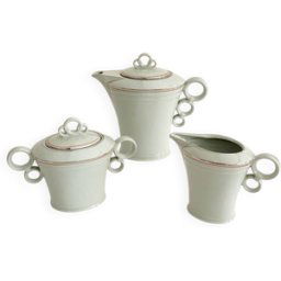 ART Service cafetière, sucrier et crémier en céramique ALP Czechoslovakia, anné bleu 23x11x22