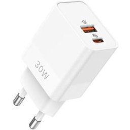 IWH Chargeur secteur USB-C, 1 USB-A / 1 USB-C, 30 W, blanc