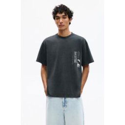 Pull&Bear T-Shirt Imprimé « La Grande Vague De Kanagawa » Gris anthracite S male