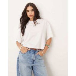 ASOS DESIGN - T-shirt crop top coupe carrÃ©e - Blanc Blanc XS female