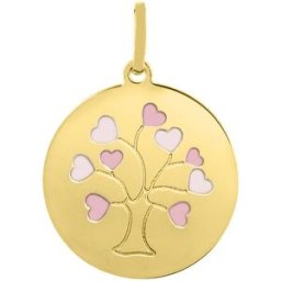 Mon Premier Bijou Médaille Arbre de vie laqué - Or jaune 18ct