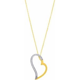 Mon Premier Bijou Collier chaine & coeur stylisé bicolore et oxydes de zirconium - Or Jaune 18ct