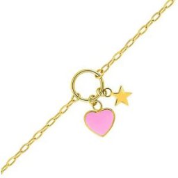 Mon Premier Bijou Bracelet coeur rose et son étoile - Or jaune 9ct