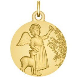 Maison de la Médaille Médaille Ange à l’oiseau et l’agneau - Or jaune 9ct