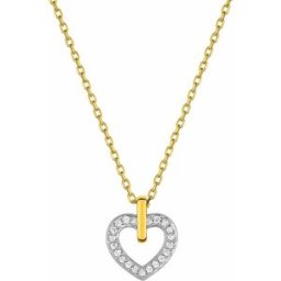 Mon Premier Bijou Collier chaine coeur ajouré et oxydes de zirconium - Or jaune 18ct