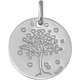 Augis Médaille Arbre de vie aux coeurs - Or blanc 18ct