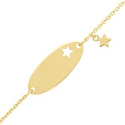 Mon Premier Bijou Gourmette bébé étoile ajourée et charm - Or jaune 18ct