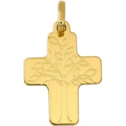 Mon Premier Bijou Croix arbre de vie personnalisée - Or jaune 18ct
