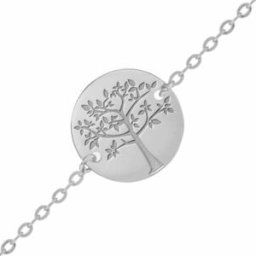 Mon Premier Bijou Gourmette bébé arbre de vie printanier - Or blanc 18ct