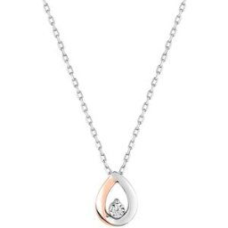 Mon Premier Bijou Collier pendentif goutte - Diamant & Or blanc et rose 9ct