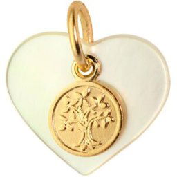 Mon Premier Bijou Médaille coeur arbre de vie - Or jaune 9ct & nacre