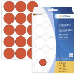 Herma 2272 Pastilles Ø 32 mm rouge 480 pc(s) fixation permanente papier