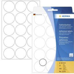 Herma 2270 Pastilles Ø 32 mm blanc 480 pc(s) fixation permanente papier