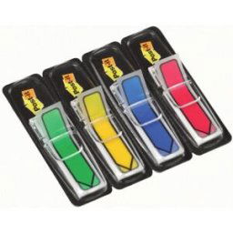 Post-It Set de 4 x 24 Index format étroit - impression flêche - 1,2 x 4, 4 cm - coloris assortis classiques