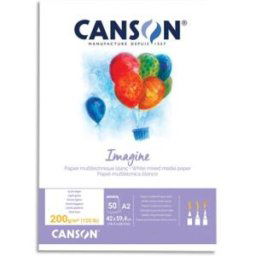 Bloc de 50 feuilles de papier dessin Canson Imagine - 200g - A2 - blanc