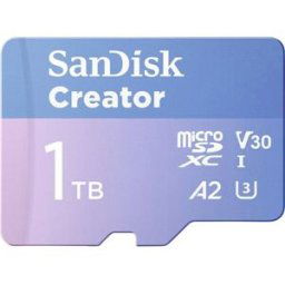 SanDisk Creator Carte microSDXC au détail 1 TB A2 Application Performance Class, UHS-I U3, v30 Video Speed Class avec adaptateur SD, résistant à la
