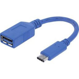 Adaptateur USB 2.0, USB 3.0 Manhattan 353540 - [1x USB 3.0 femelle type A - 1x USB-C® mâle] - 15.00 cm - bleu blindage simple, feuille de blindage
