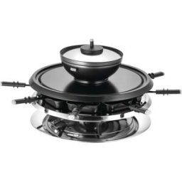 Unold Appareil à raclette 8 fourchettes à fondue, 8 poêlons, revêtement anti-adhésif, réglage de la température en continu acier inoxydable, noir