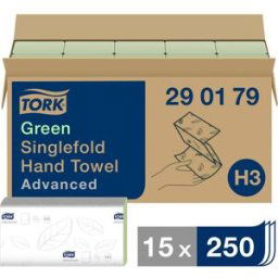 Essuie-mains en ZZ (L x P) 230 mm x 250 mm Vert Tork Advanced 290179