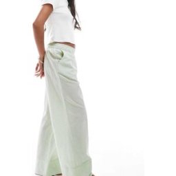 ONLY Petite - Pantalon large style caleÃ§on Ã carreaux vichy - Vert Vert XXS female