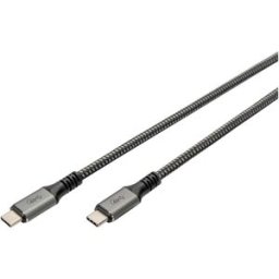 Digitus Câble USB-C USB4™ USB-C® mâle 3.00 m noir blindage par tresse, blindé, résiste aux déchirures, rond, 8K UHD DB-300443-030-S