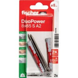 Fischer 543796 DuoPower 8 x 65 S A2 K NV Set de chevilles 65 mm 8 mm 1 set