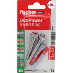 Fischer 535488 DuoPower 10 x 50 S A4 K NV Set de chevilles 50 mm 10 mm 1 set