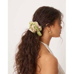 ASOS DESIGN - Chouchou Ã fleur et liserÃ© contrastant rose-Vert Vert No Size female