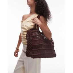 Topshop - Gerry - Sac tressÃ© avec anses - Chocolat-Marron Marron One Size female