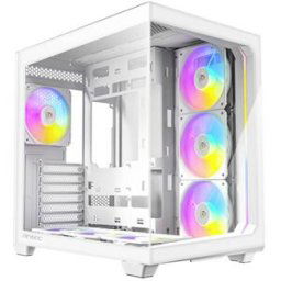 Tour midi Antec C5 ARGB Boîtier PC blanc fenêtre latérale, filtre anti-poussière, 4 ventilateurs LED pré-installés