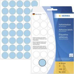 Herma 2253 Pastilles Ø 19 mm bleu 1280 pc(s) fixation permanente papier