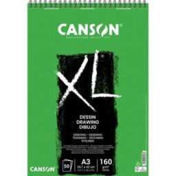Bloc de 50 feuilles de papier dessin Canson XL Dessin - papier blanc pour gommages répétés -160g - A3