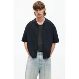 Pull&Bear Chemise Manches Courtes Popeline Noir L male