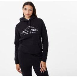 Jack Wills Hunston Graphic Logo Hoodie Noir 12 (M) Female