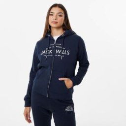 Jack Wills Hunston Logo Zip Hoodie Marine 4 (3XS) Female