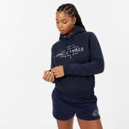 Jack Wills Hunston Graphic Logo Hoodie Marine 4 (3XS) Female