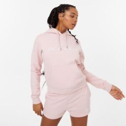 Jack Wills Hunston Graphic Logo Hoodie Rose pâle Taille unique Female