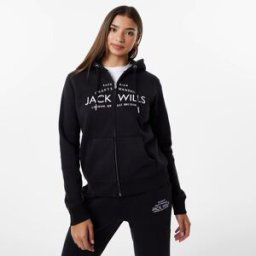 Jack Wills Hunston Logo Zip Hoodie Noir 14 (L) Female