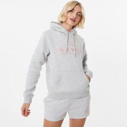Jack Wills Hunston Graphic Logo Hoodie Marl gris 12 (M) Female