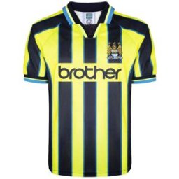 Score Draw Manchester City Retro Away Shirt 1999 Adults Jaune/Noir L Male