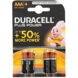 Duracell Plus Power Aaa Batteries 4 Pack - Taille unique Unisex